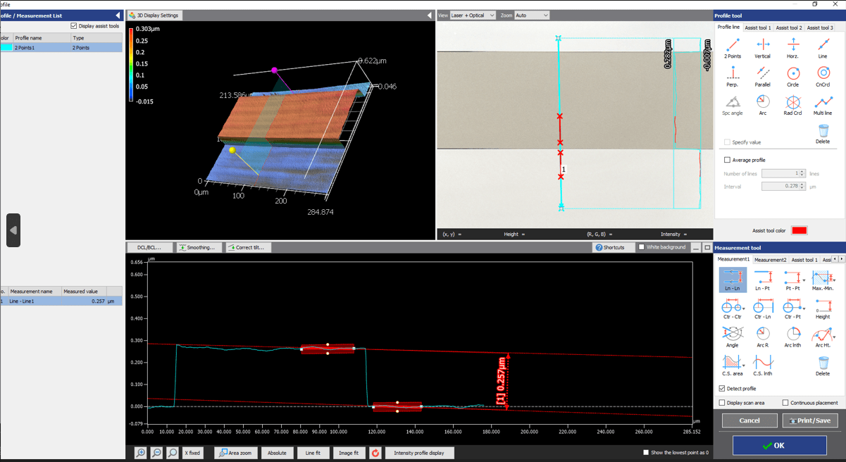 Keyence VKX3000 3D Surface Profiler Core Facilities